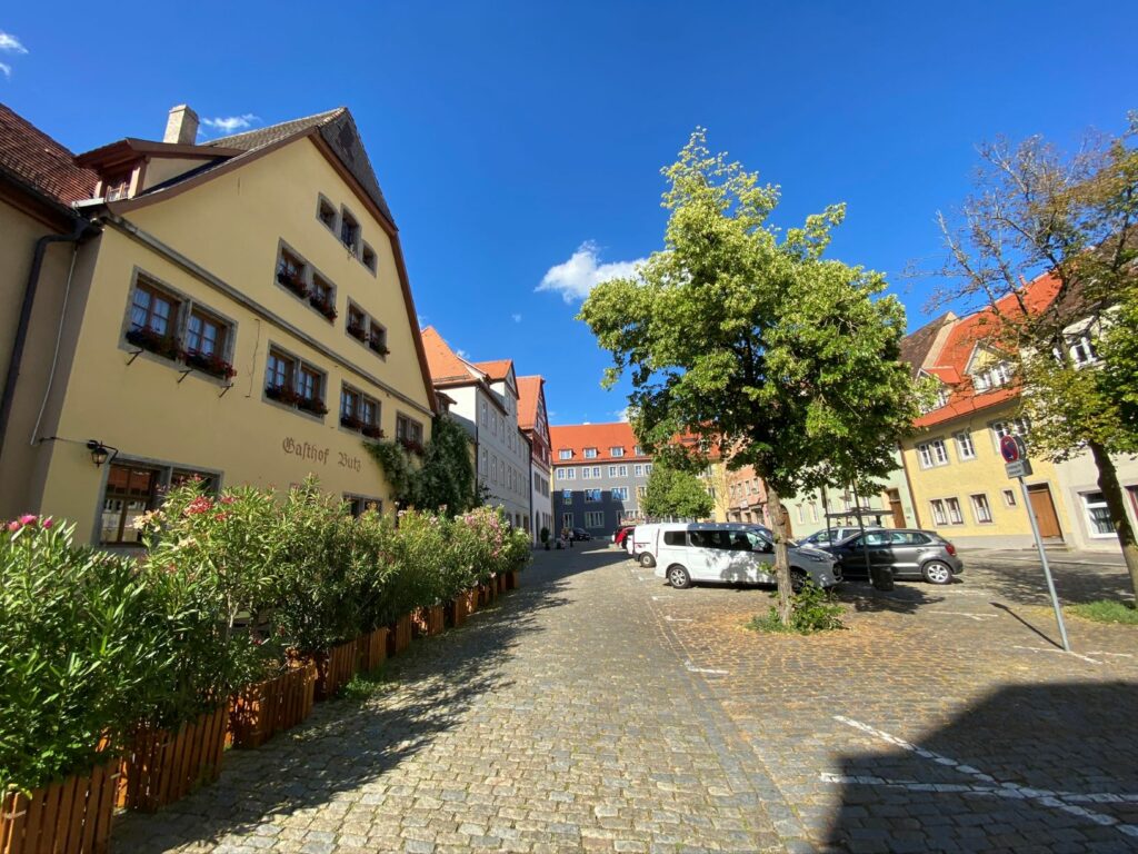 Das erste Jüdische Viertel an einem sonnigen Tag in Rothenburg ob der Tauber
